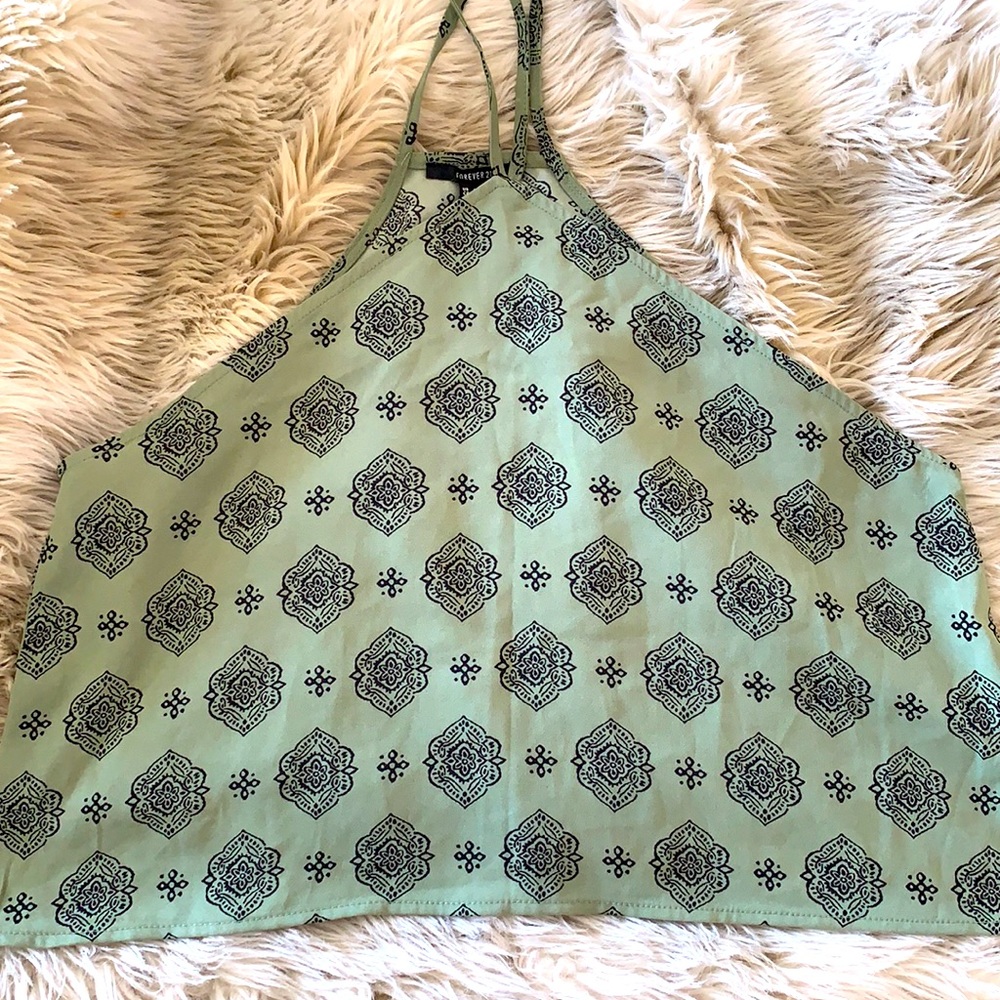 Green Forever 21 Strappy Crop Top - M